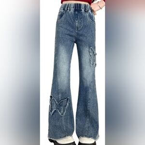 Girl's Butterfly Distressed Blue Jeans